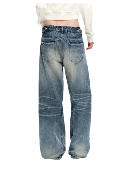 Vintage Washed Wide-Leg Jeans