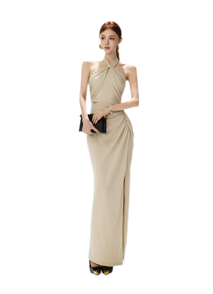Cross-Twist Halter Dress