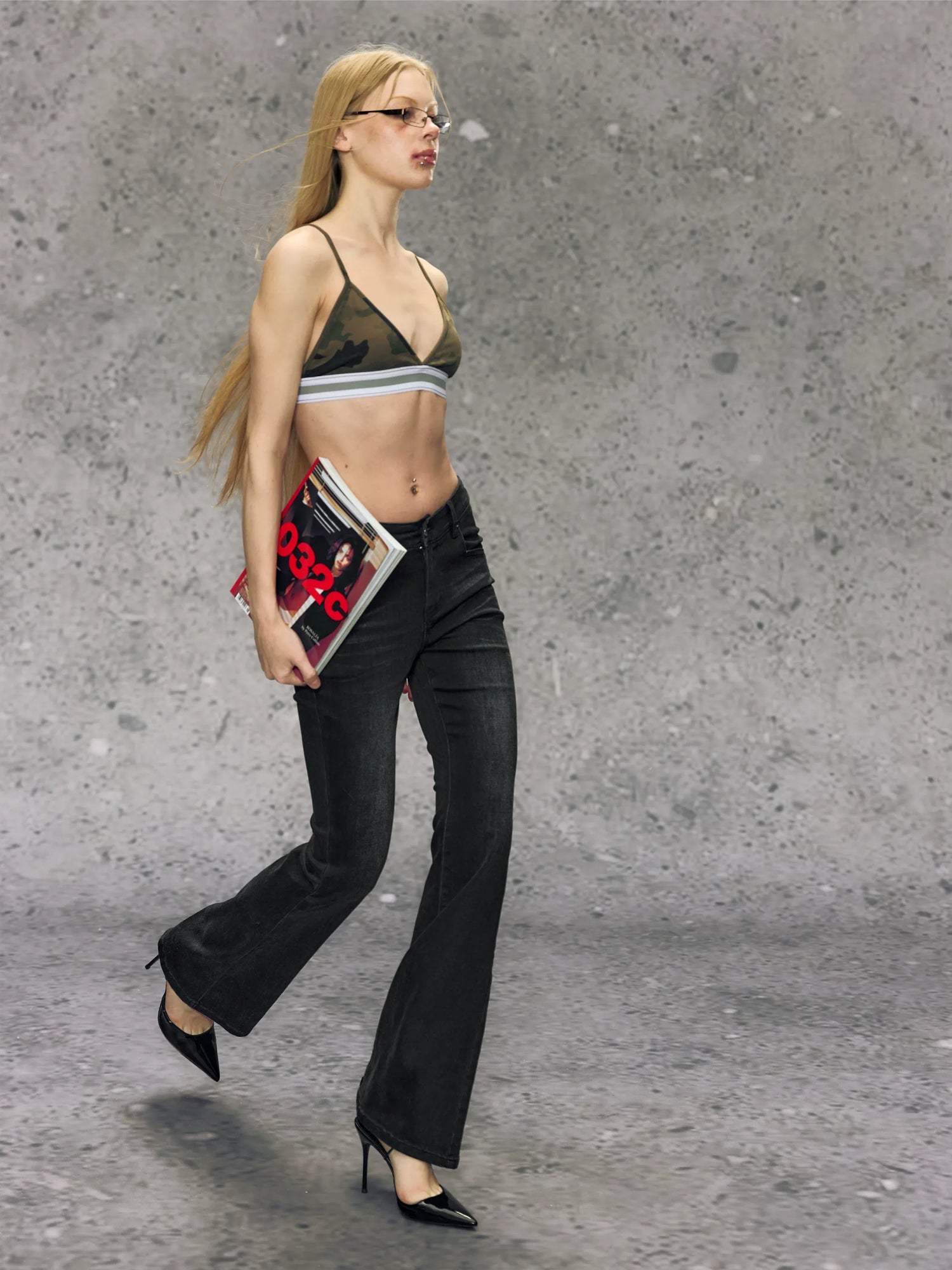Washed Flare Denim Pants
