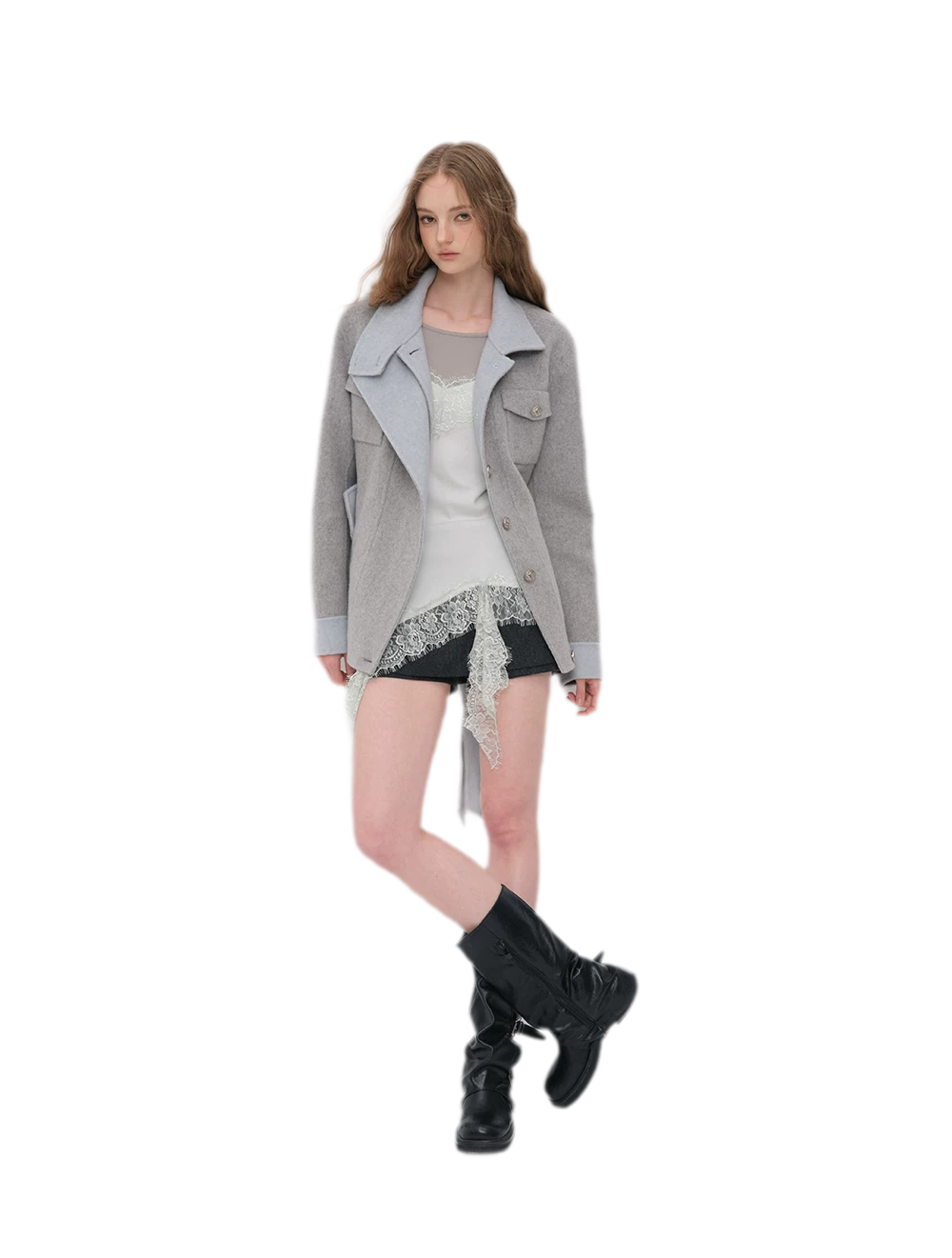 Heavyweight Contrast Wool Coat