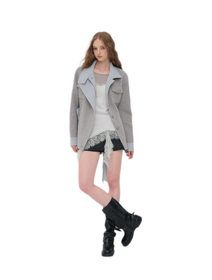 Heavyweight Contrast Wool Coat