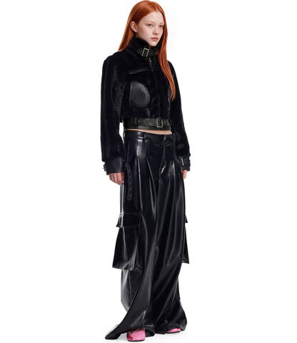 Plush Leather Panelled Jacket