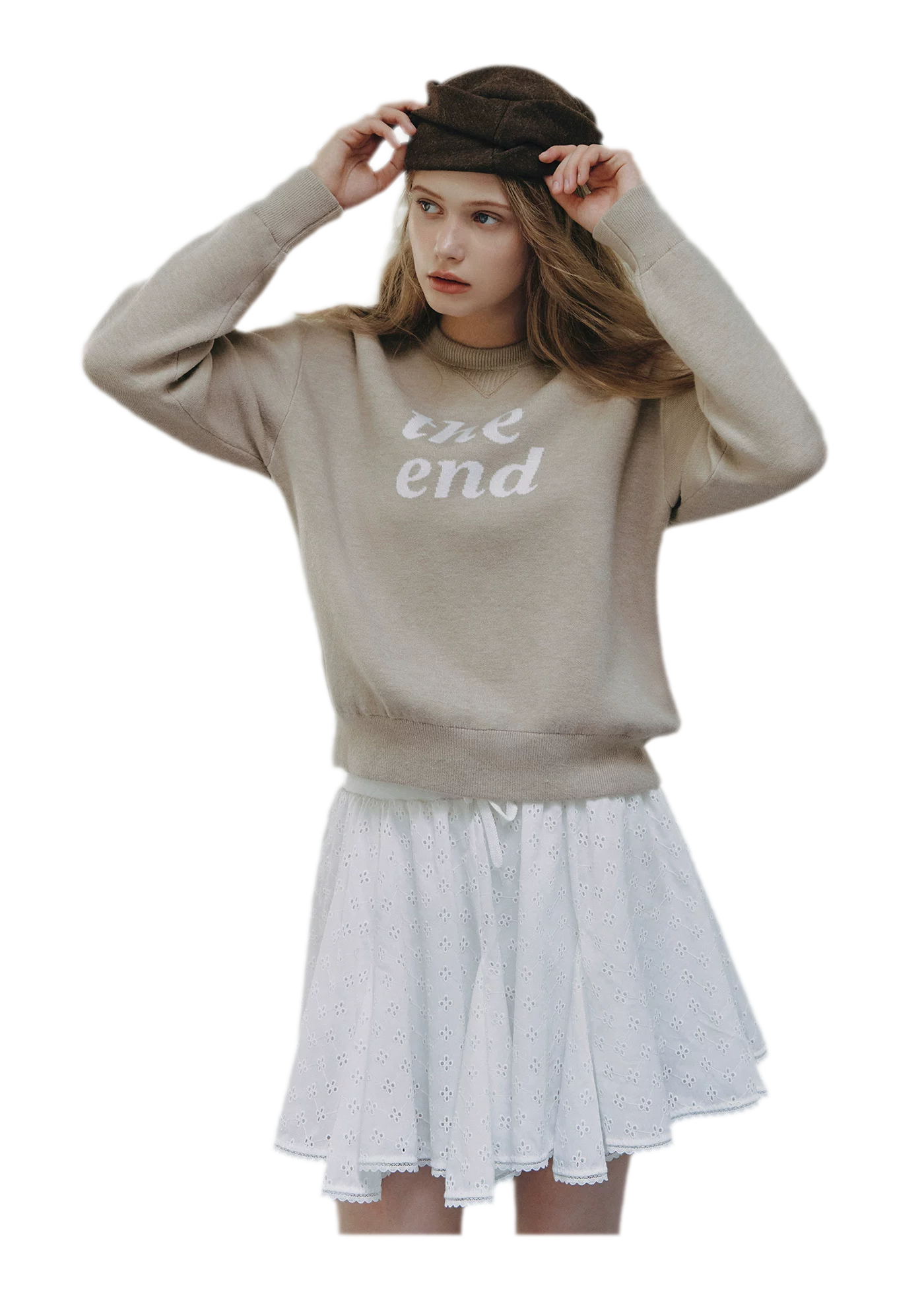 Jacquard Cropped Crewneck Sweater