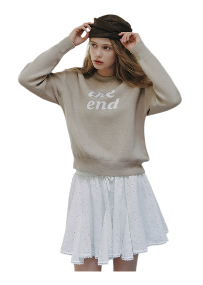 Jacquard Cropped Crewneck Sweater