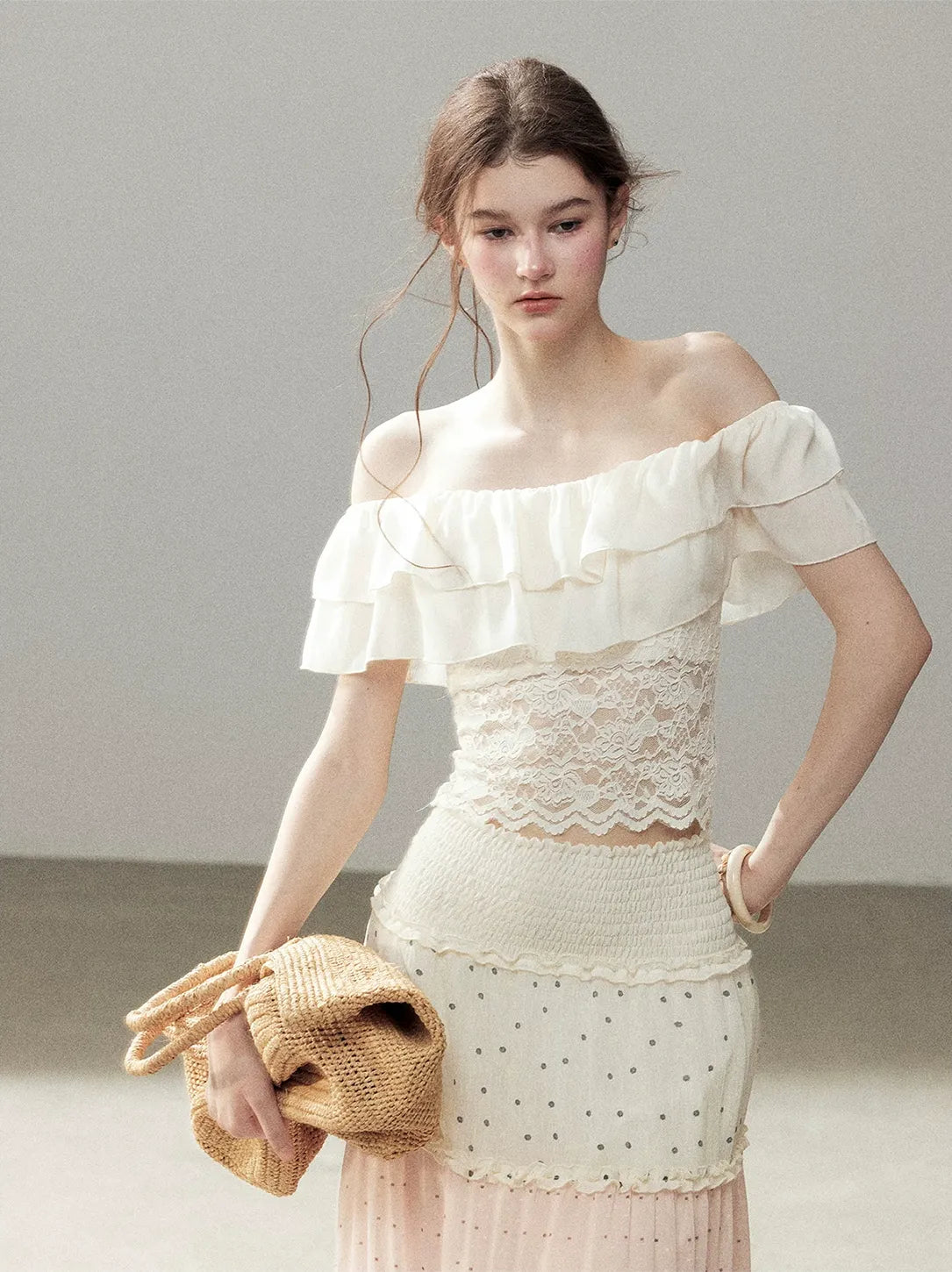Ruffle Lace Off-Shoulder Top