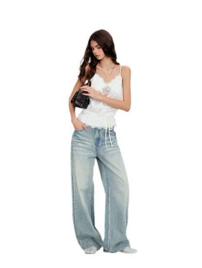 Lace Tie Waist Satin Camisole