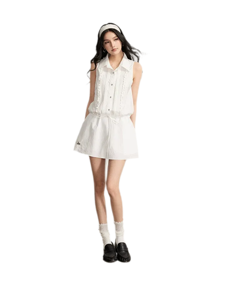 Lace Trim Shirt Dress