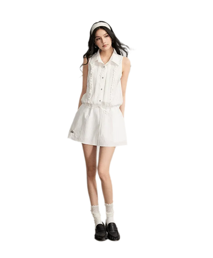 Lace Trim Shirt Dress