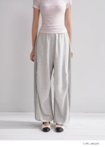 Lyocell Colorblock Drawstring Waist Pants