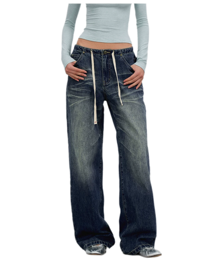 Vintage Wash Wide-Leg Jeans