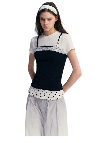 Lace Trim Layered Tee