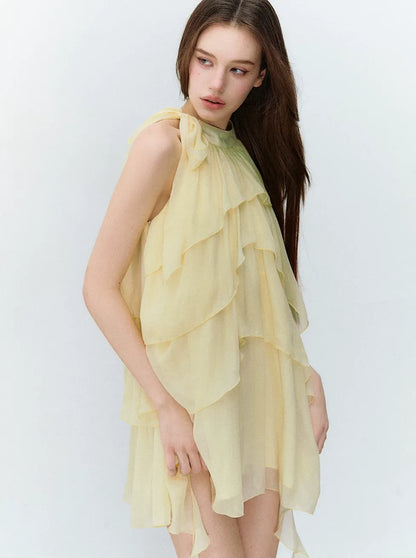 Midsummer Layered Ruffle Halter Sleeveless Dress