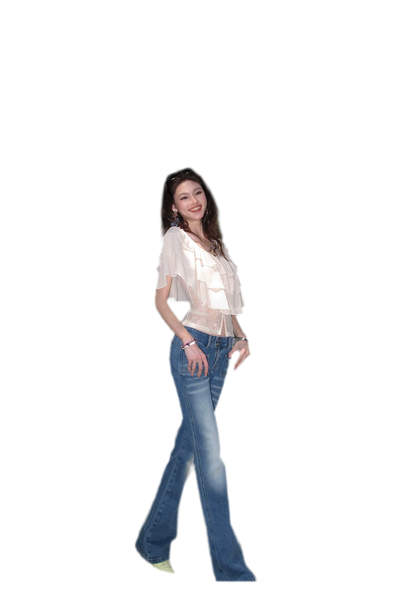 Milk Almond Ruffle Blouse