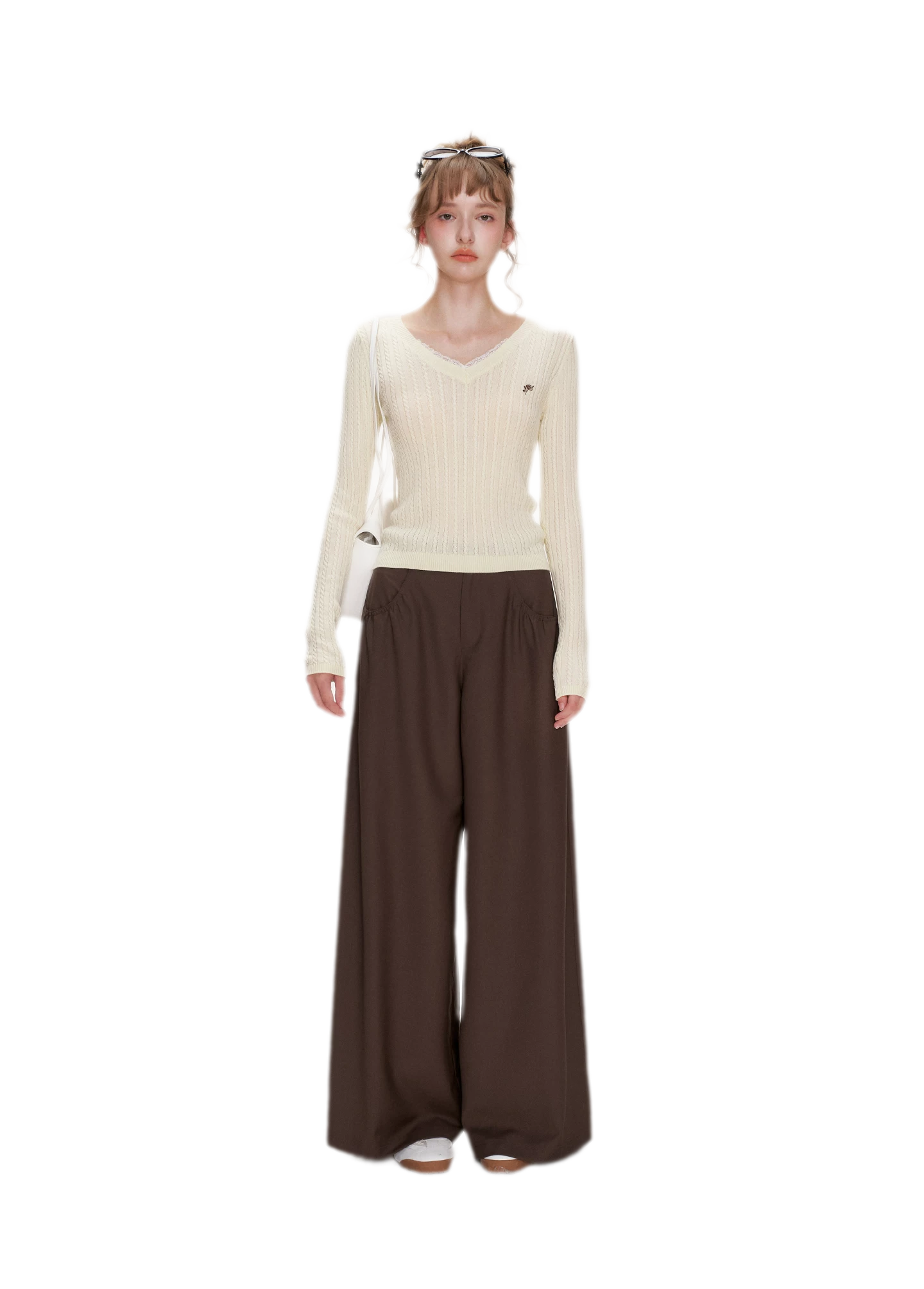 Gathered Waist Wide-Leg Trousers