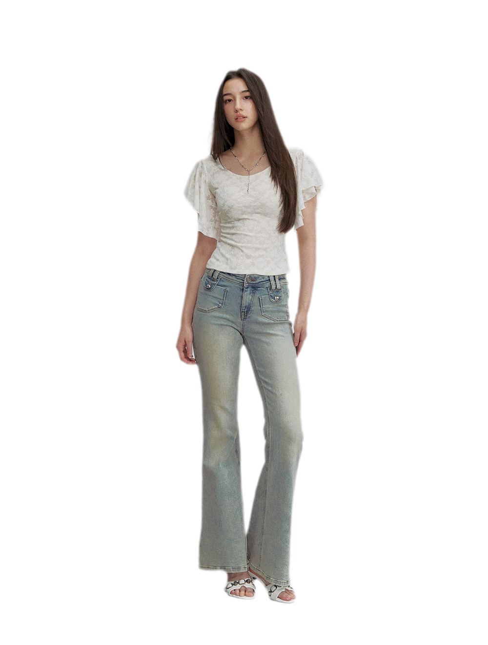 Vintage Wash Micro-Flare Jeans