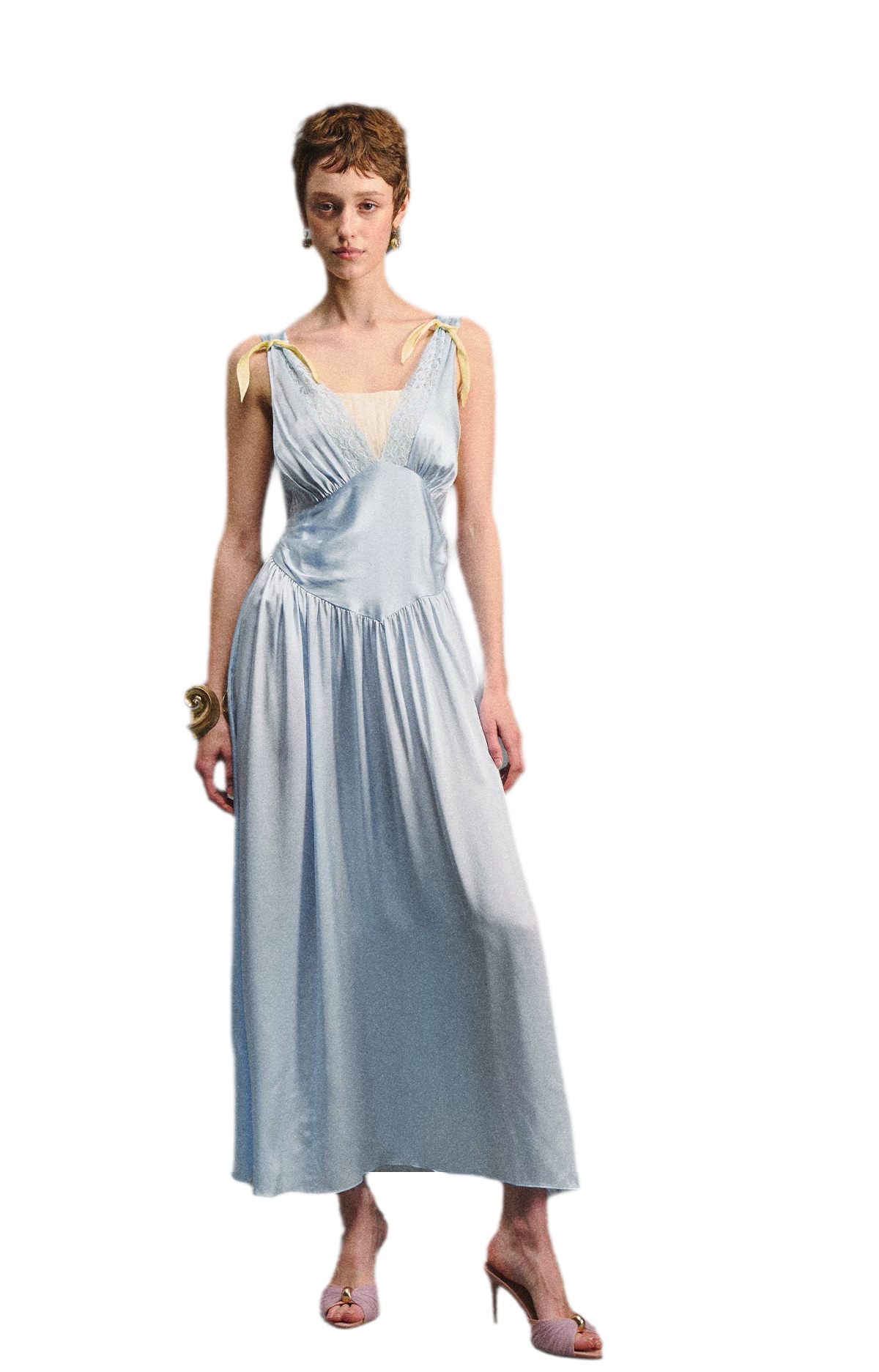 Lace Tie Satin Dress
