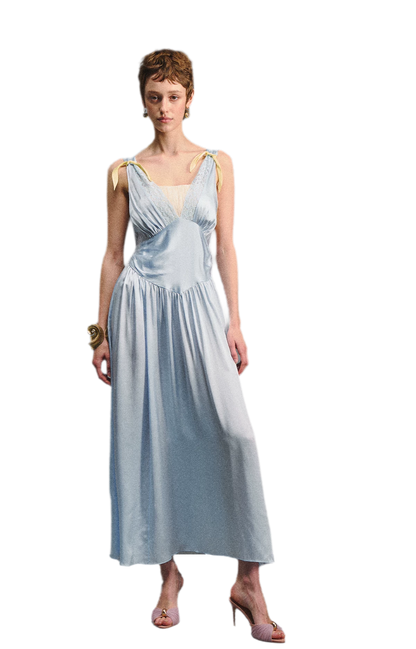 Lace Tie Satin Dress