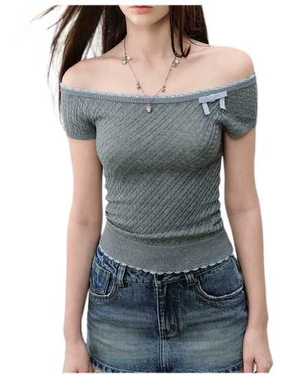 Off-Shoulder Knit Tee