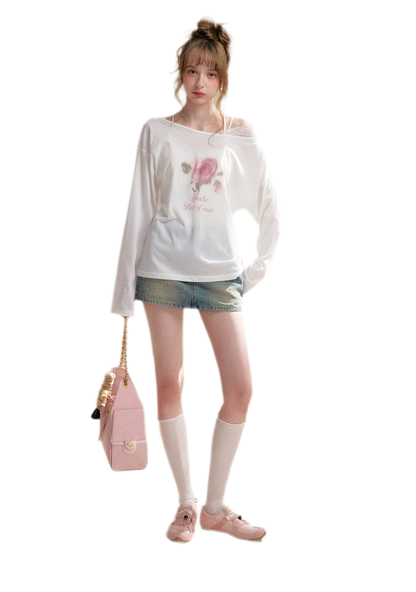Rhinestone A-Line Denim Skirt