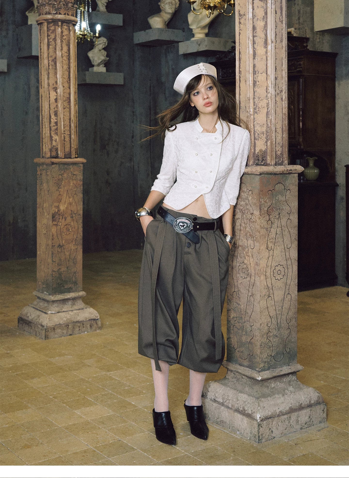 Pearl Frog-Closure Cropped Jacket