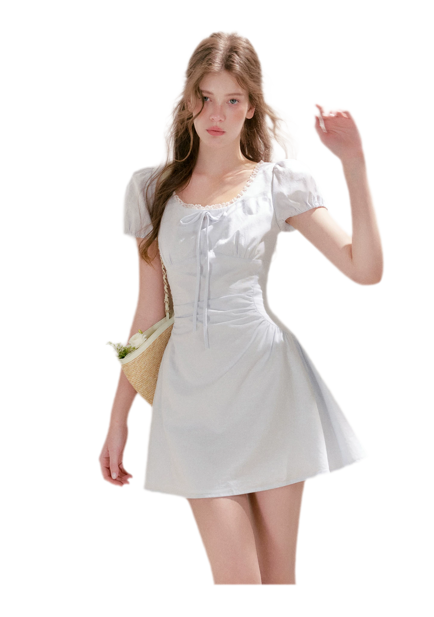 Linen Cotton Puff Sleeve Dress