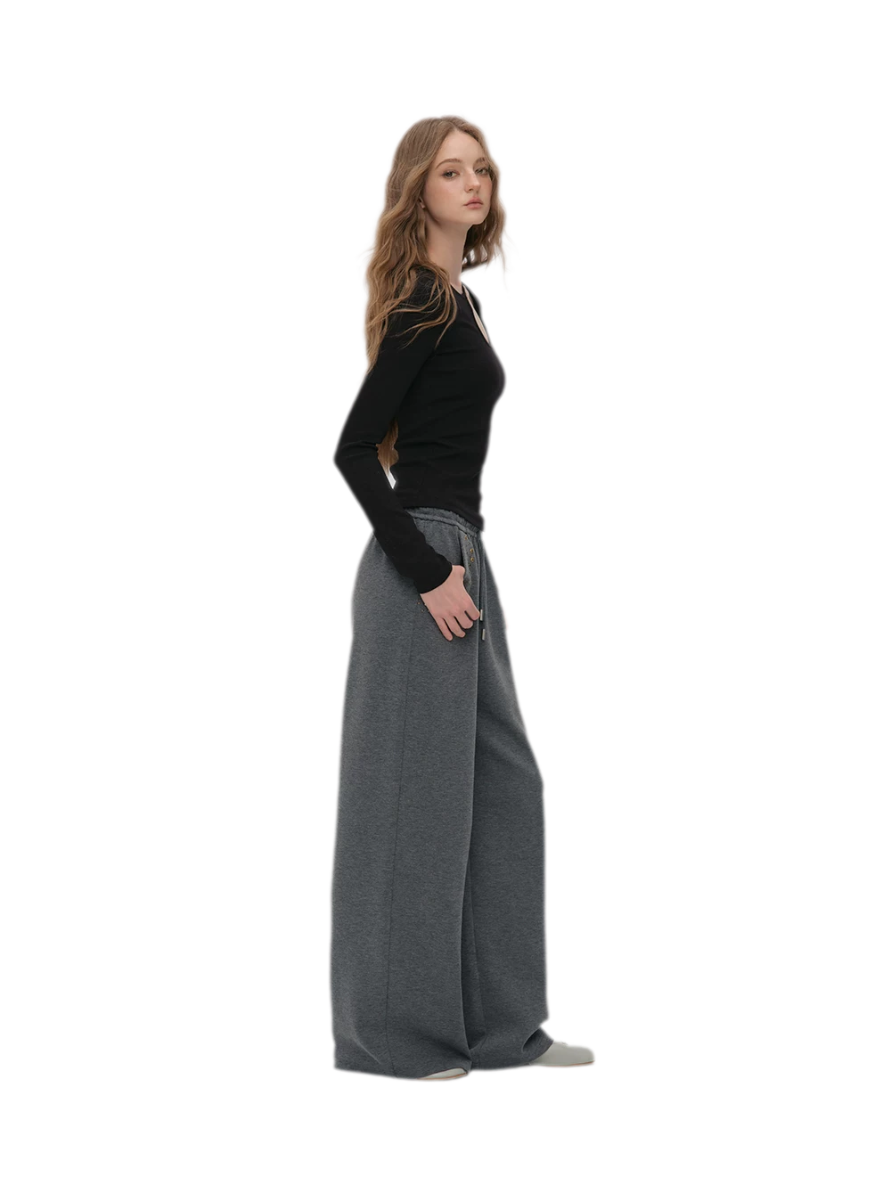 Air-Layer Rivet Wide-Leg Pants