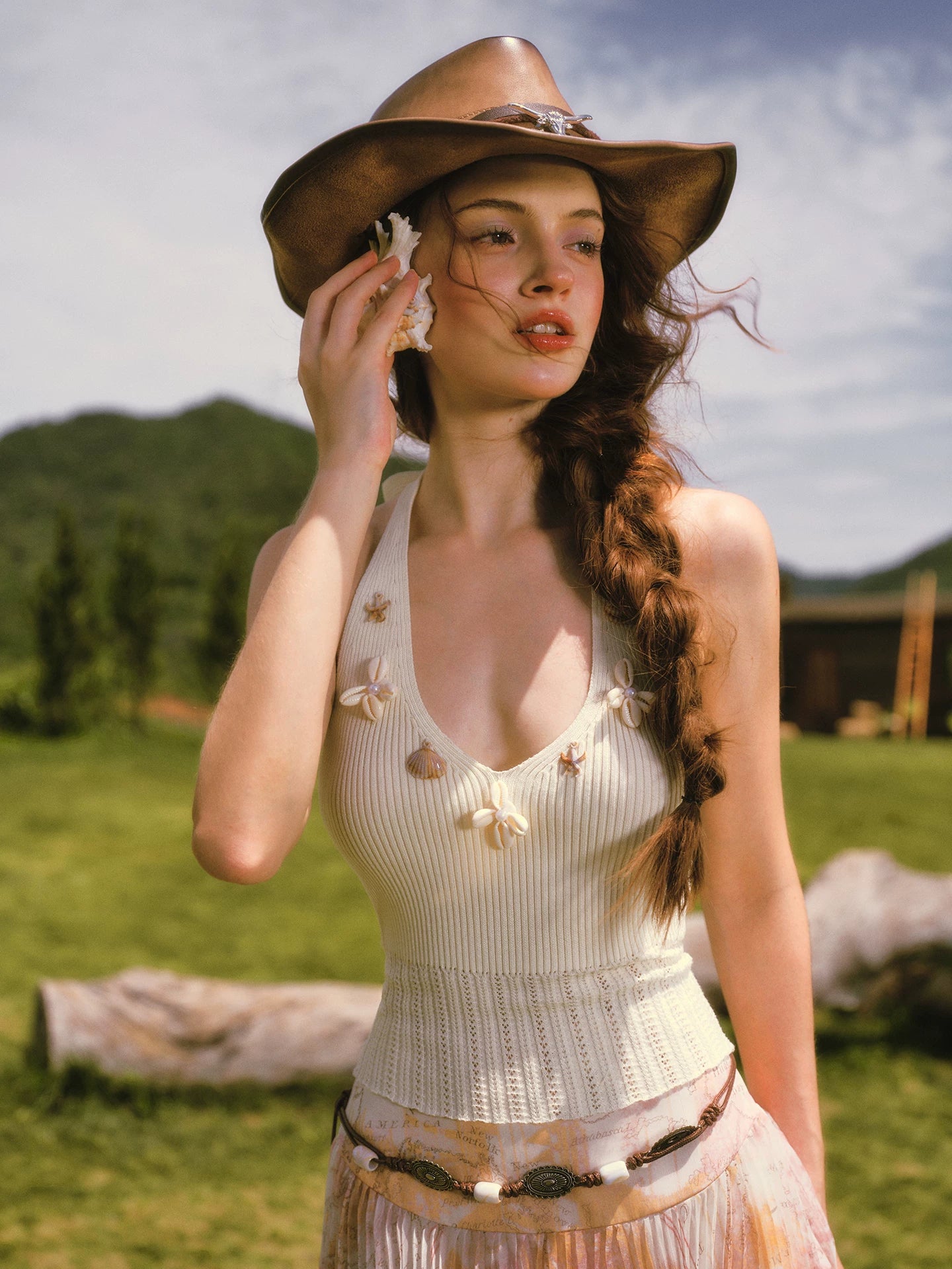 Hand-Knit Openwork Layered Set