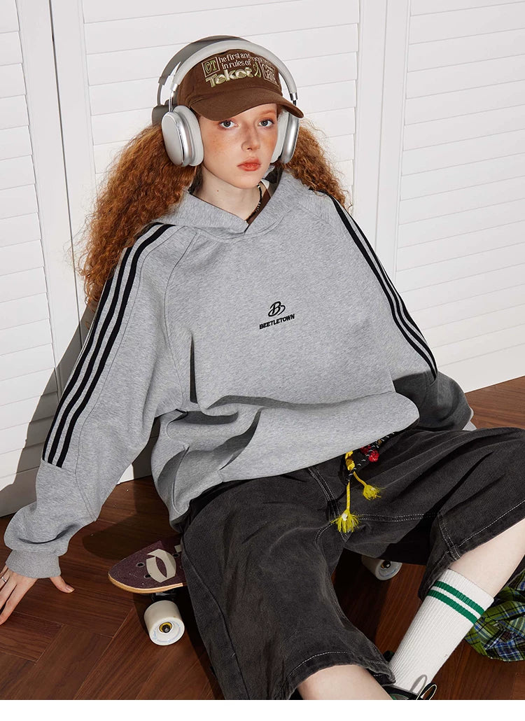 Striped Oversized Pullover Hoodie