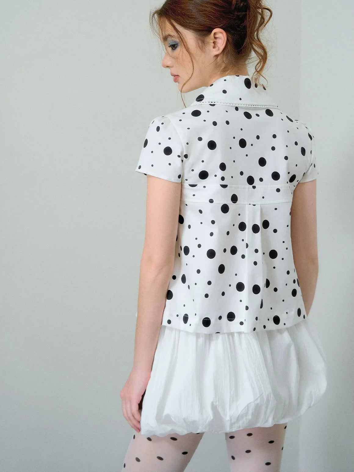 Polka Dot Puff Sleeve Shirt