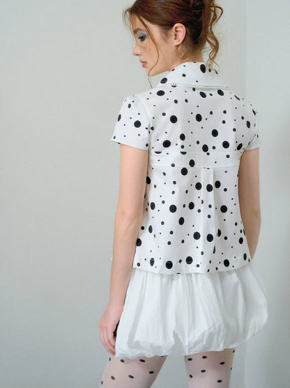 Polka Dot Puff Sleeve Shirt
