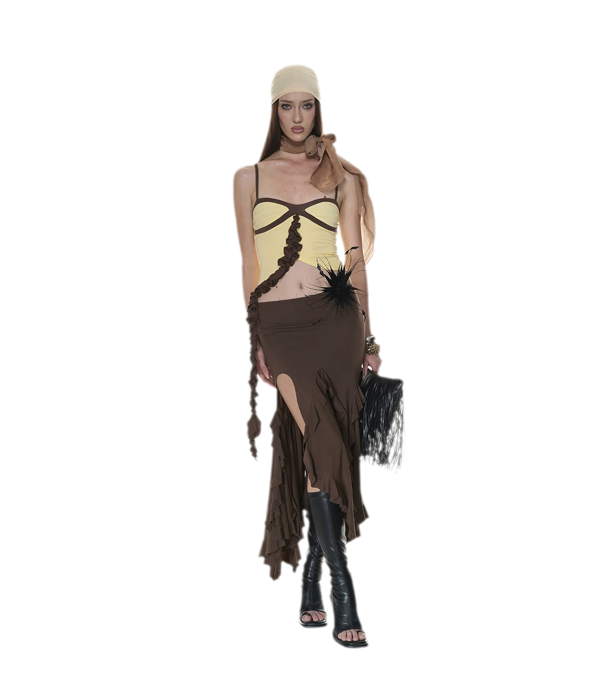 Ruched Ruffle Skirt Set