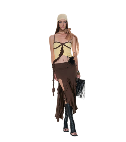 Ruched Ruffle Skirt Set