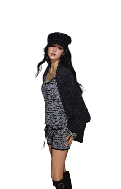 Gestreiftes Woll-Jumpsuit-Set