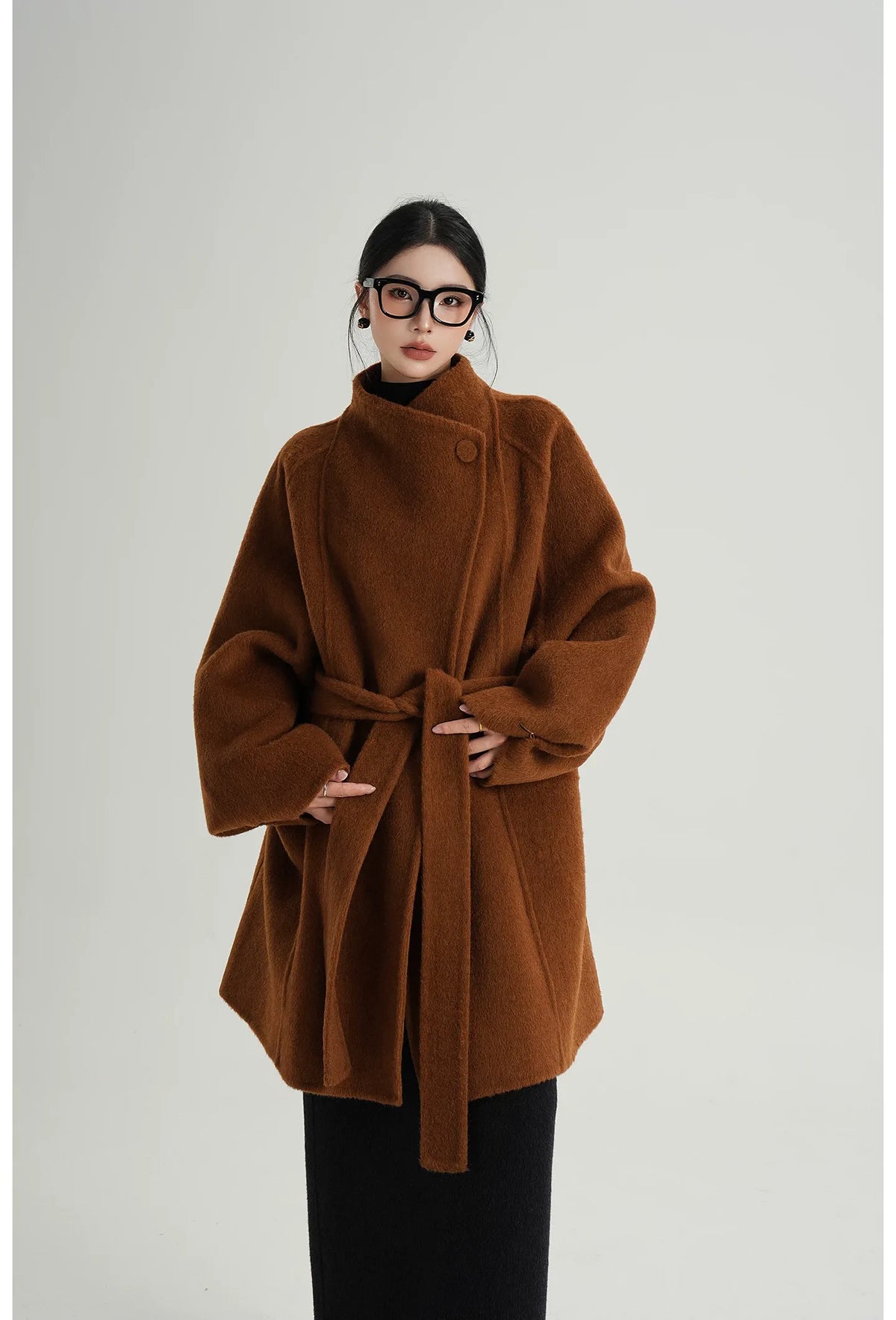 Manteau oversize en laine brossée