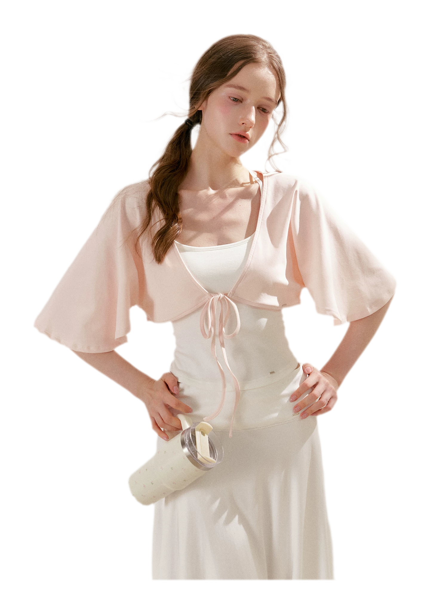 Airy Cloud Feel Halter U-Neck Vest and Batwing