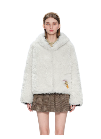 Veste courte réversible en fausse fourrure