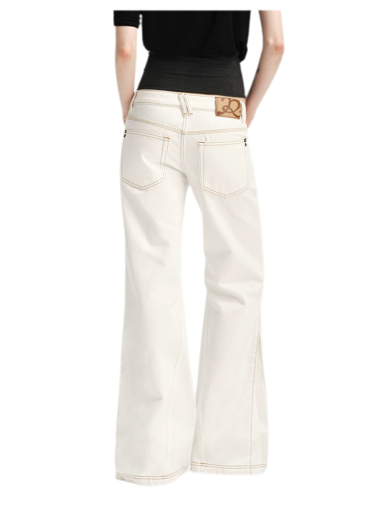 Contrast Stitch Flared Jeans