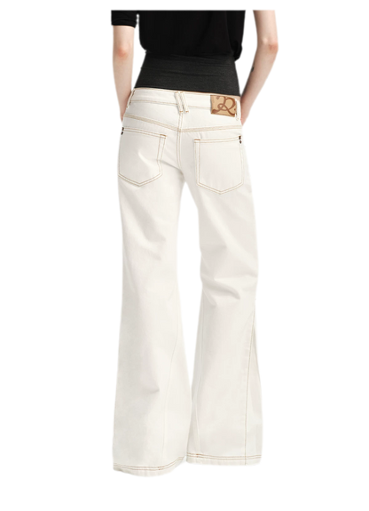 Contrast Stitch Flared Jeans