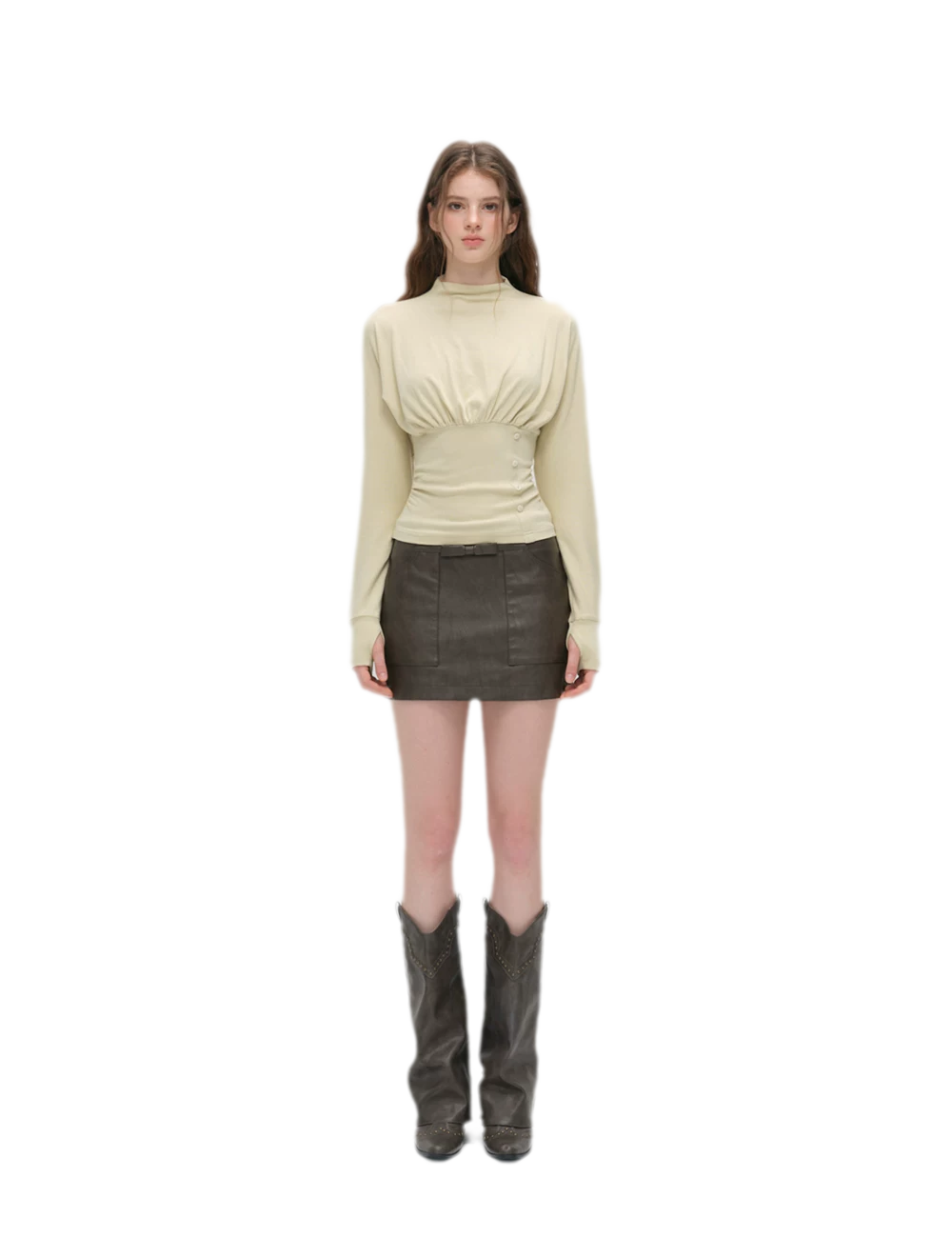Textured Bow Mini Skirt