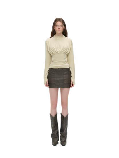 Textured Bow Mini Skirt