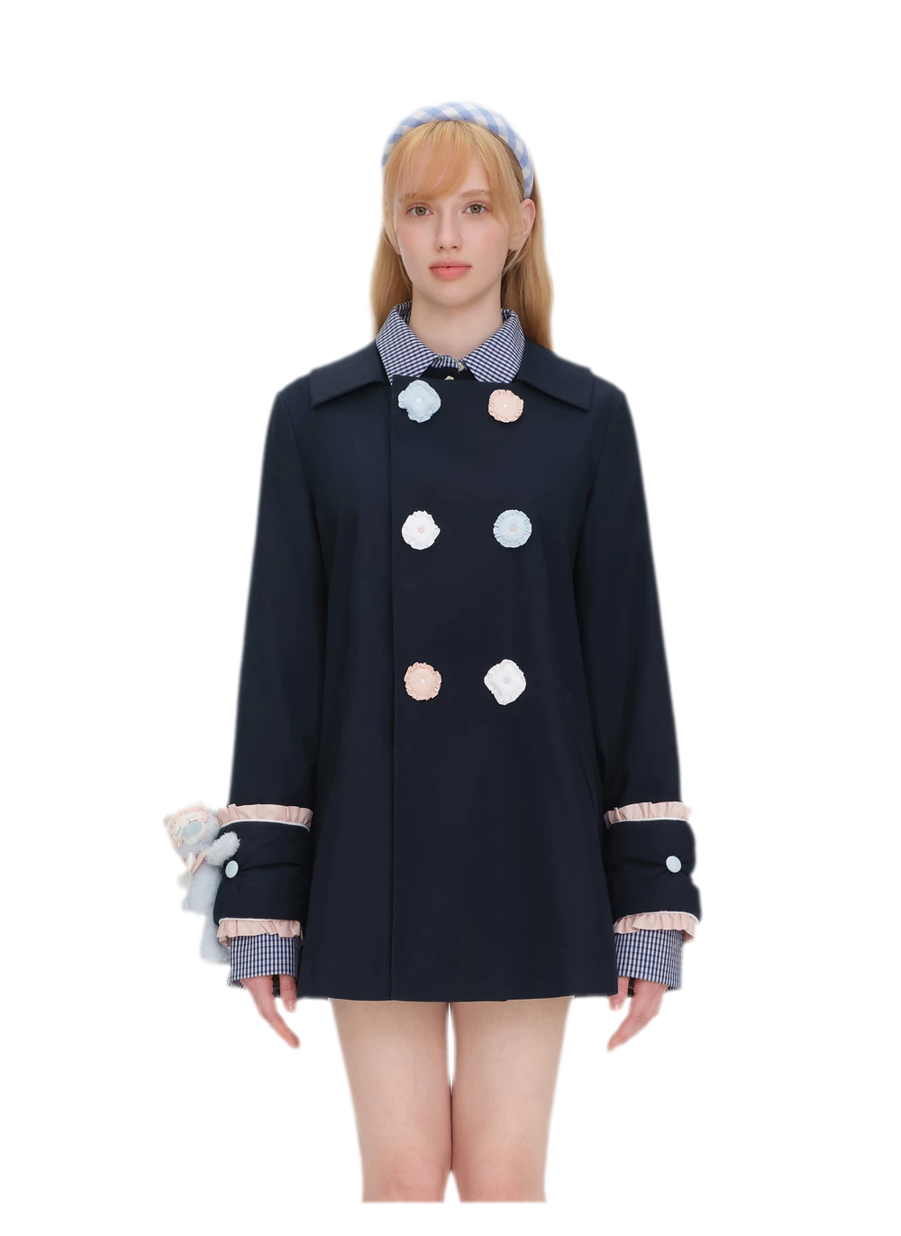Textured Cotton Double-Breasted Trench Dress