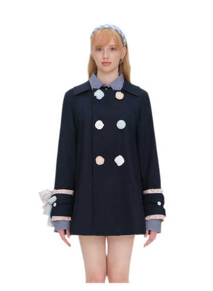 Textured Cotton Double-Breasted Trench Dress