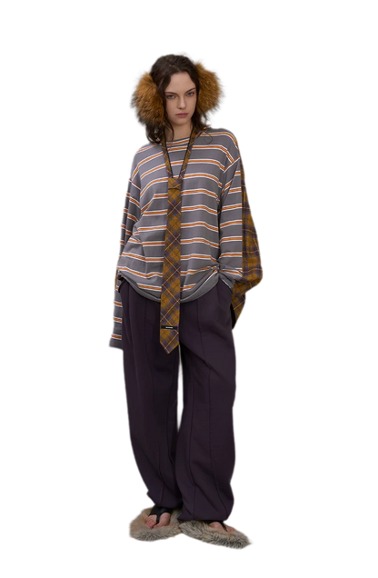 Contrasting Plaid Panel T-Shirt