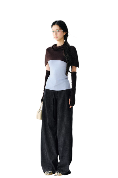 Detachable Knit Cape Set