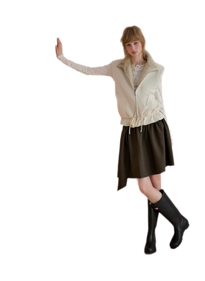 Reversible Plush Stand-Collar Vest