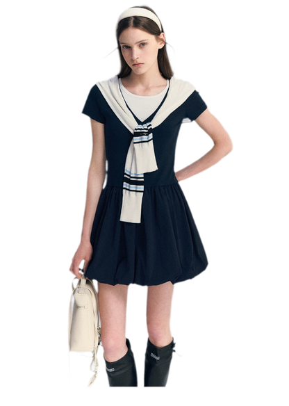 Contrast Trim Bubble Dress