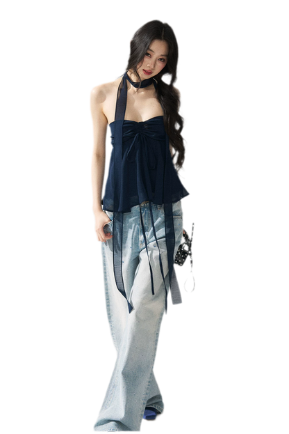 Halter Ruched Bustier Top