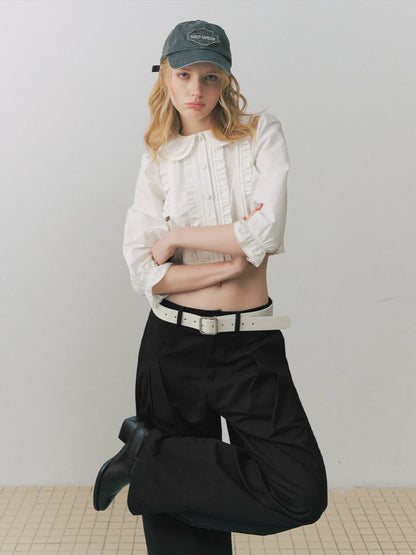 Ruffled Collar Peplum Blouse