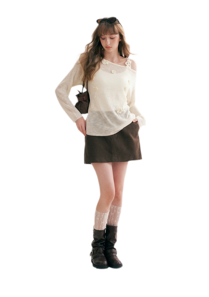 Corduroy High-Waisted A-Line Skirt