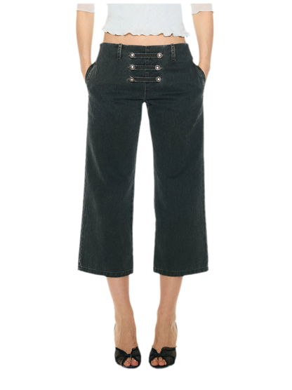Vintage Pirate Buckle Denim Capris